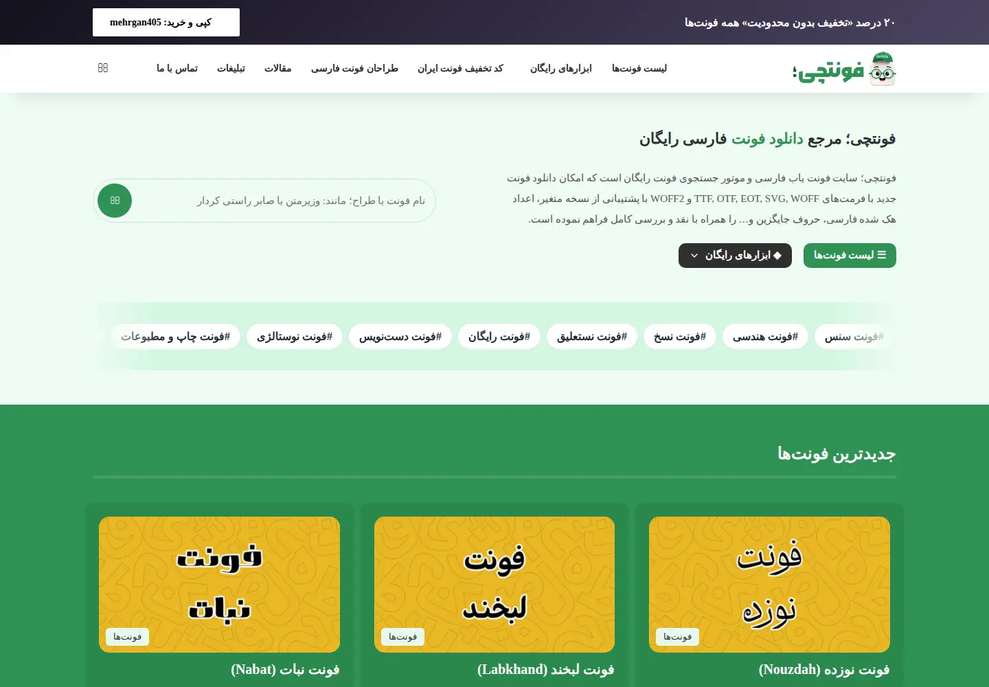 Captured homepage of fontchi.com in the current scan