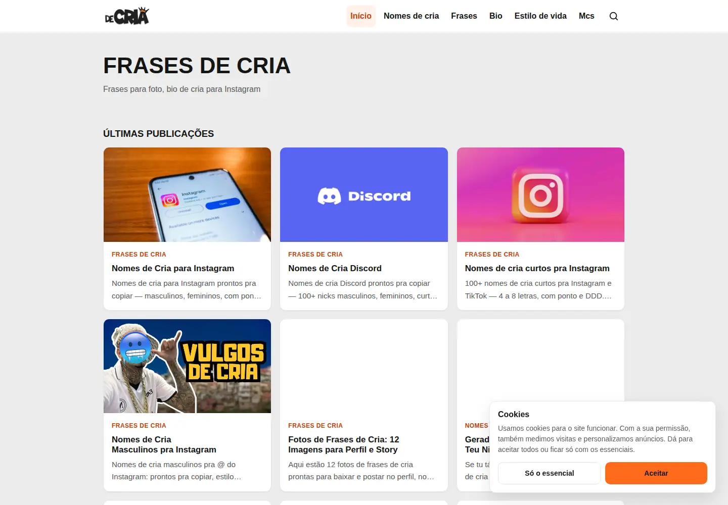 Screenshot of frasesdecria.com