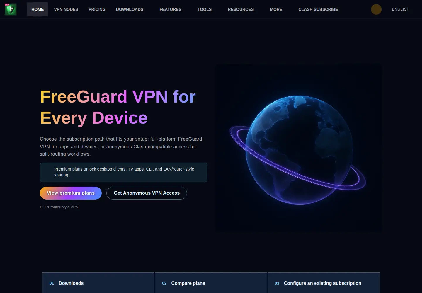 Screenshot of freeguardvpn.com