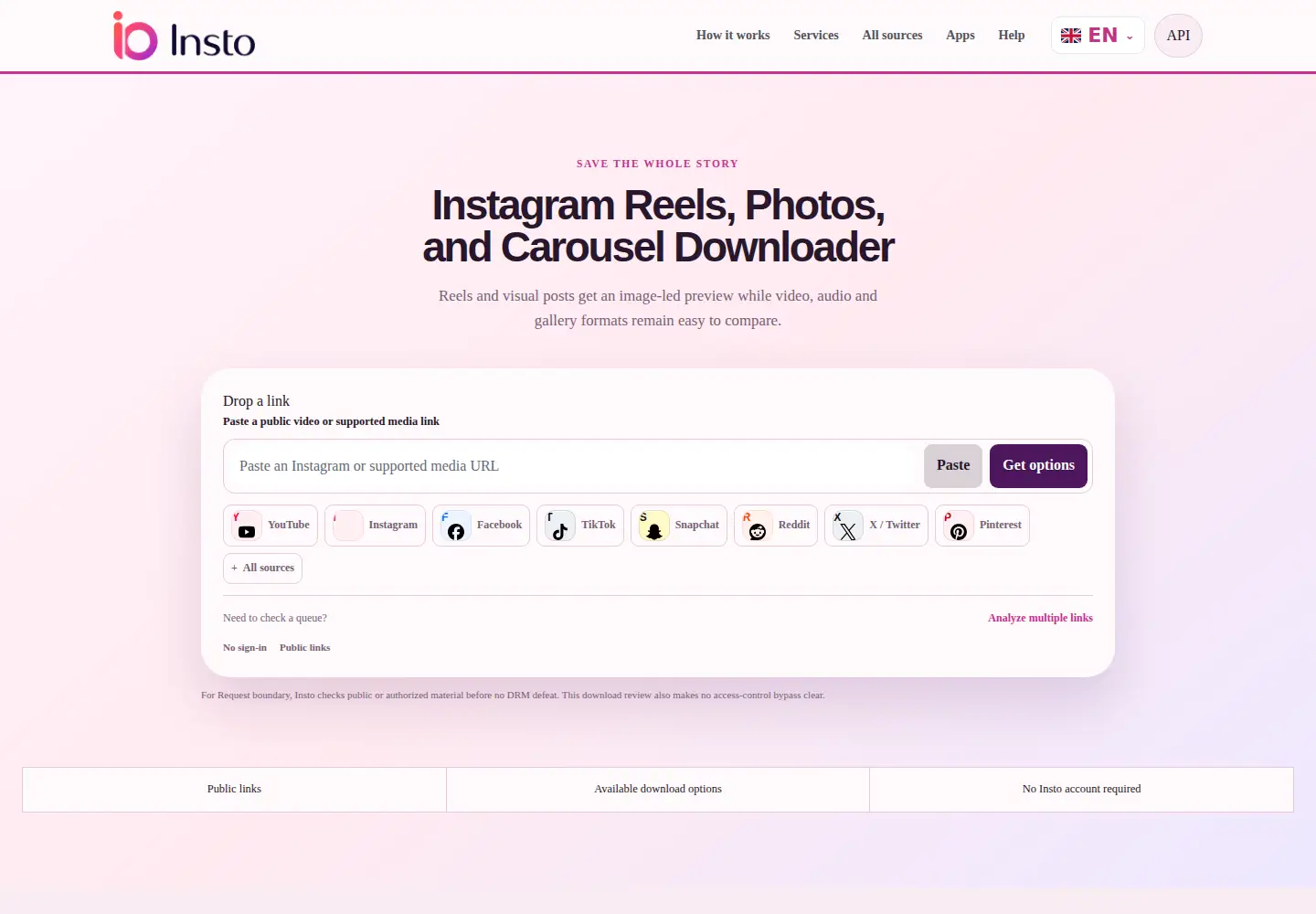 Screenshot of insto.app