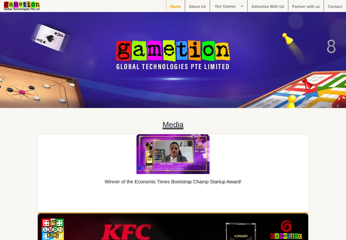 Captured homepage of gametionglobal.com in the current scan