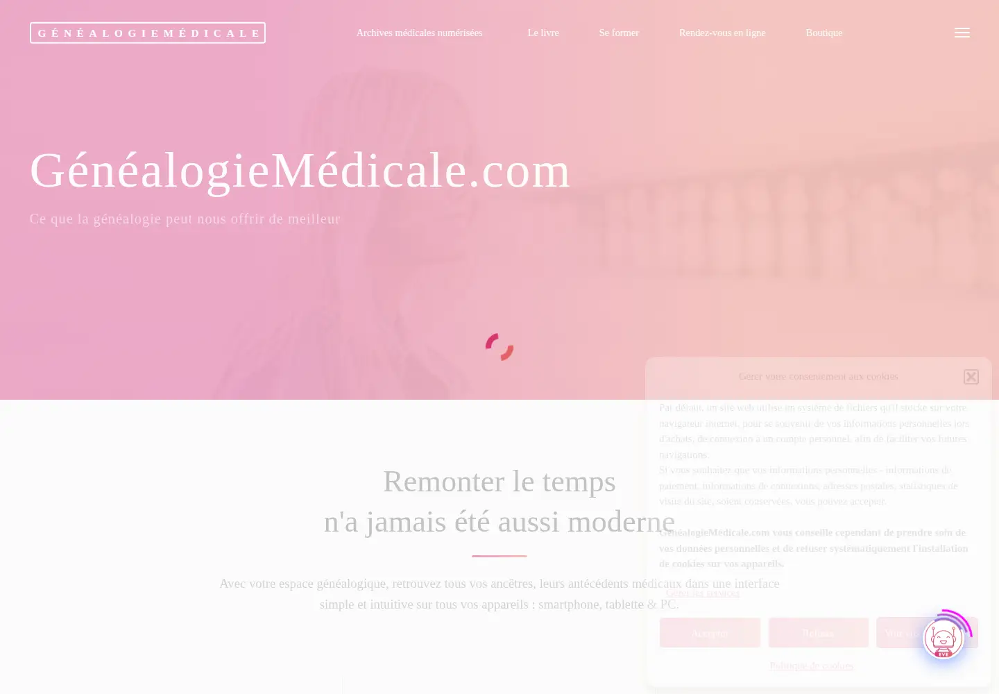 Screenshot of genealogiemedicale.com
