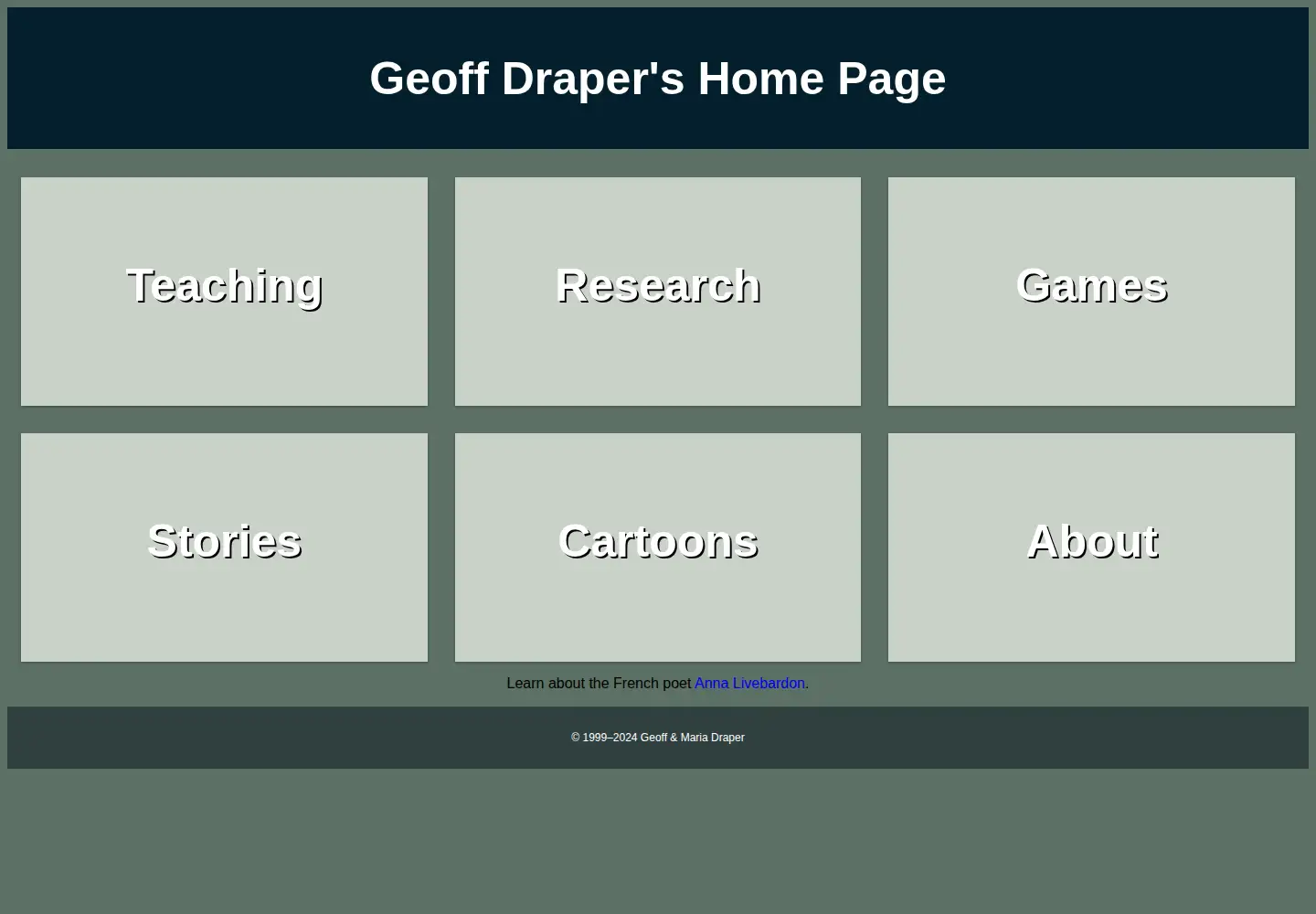 Captured homepage of geoffdraper.com in the current scan