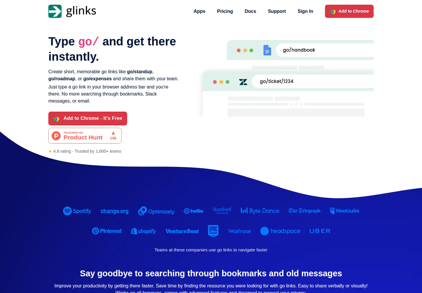 Captured homepage of getglinks.com in the current scan