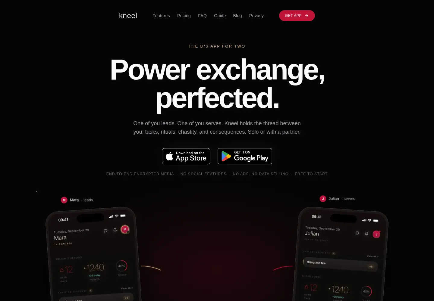 Captured homepage of getkneel.com in the current scan