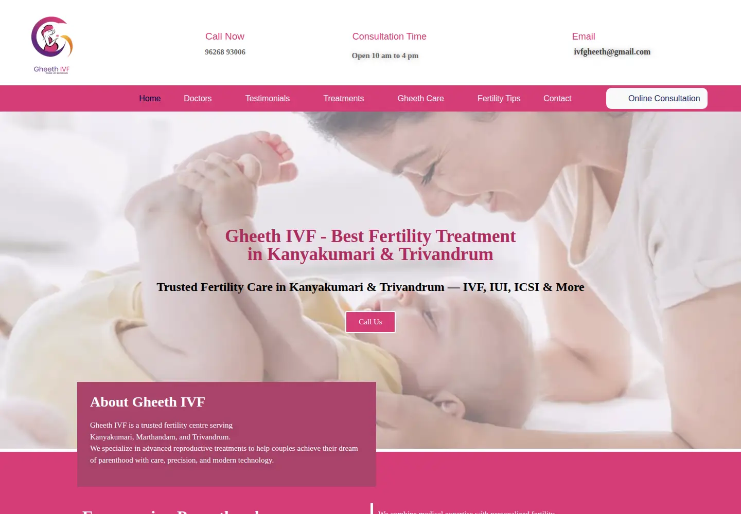 Captured homepage of gheethivf.com in the current scan