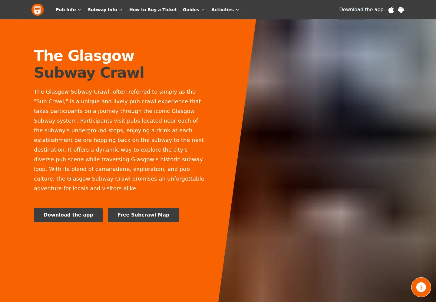 Captured homepage of glasgowsubwaycrawl.com in the current scan