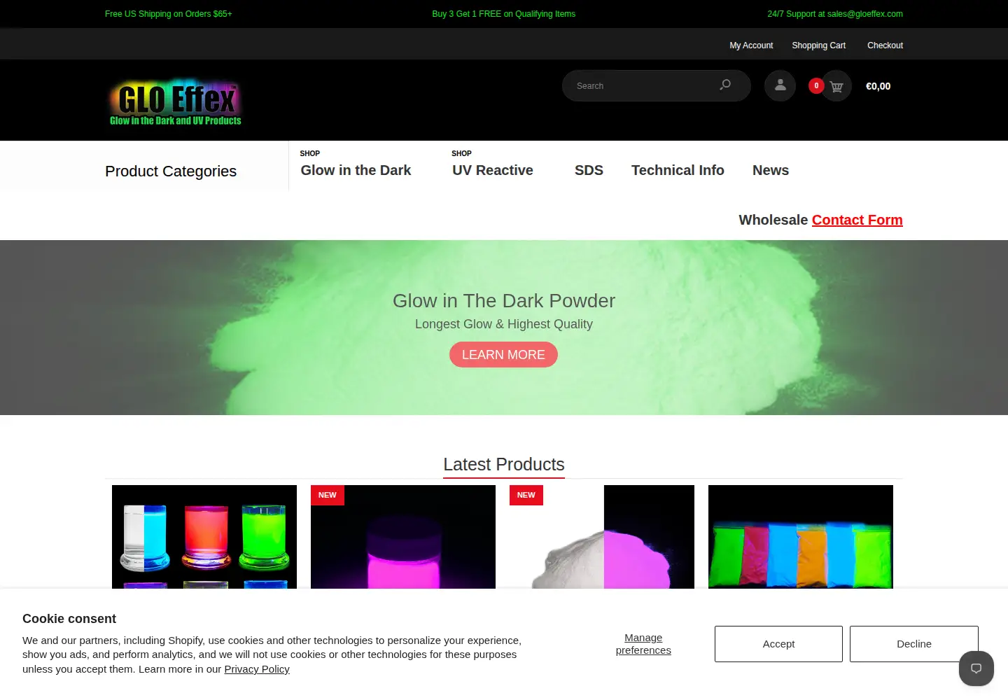 Captured homepage of gloeffex.com in the current scan