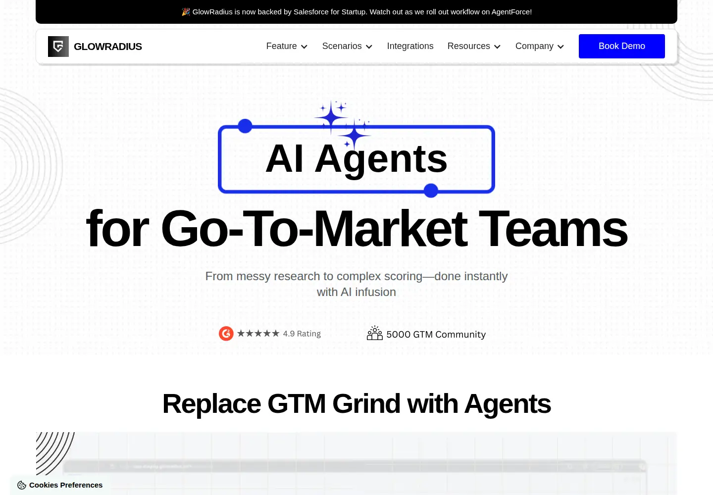 Captured homepage of glowradius.com in the current scan