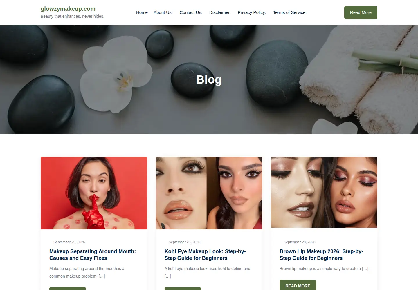 Captured homepage of glowzymakeup.com in the current scan