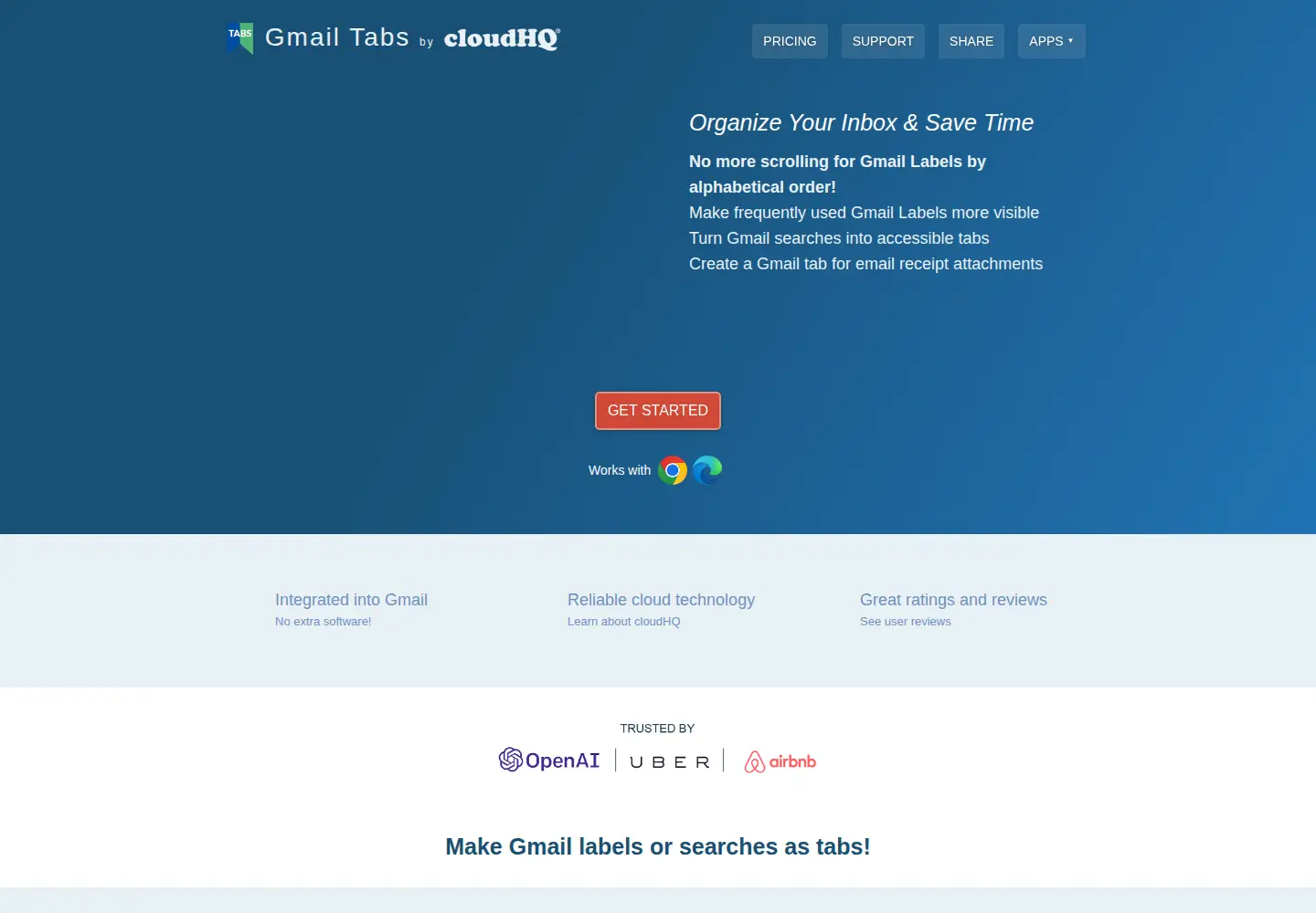 Screenshot of gmailtabs.com