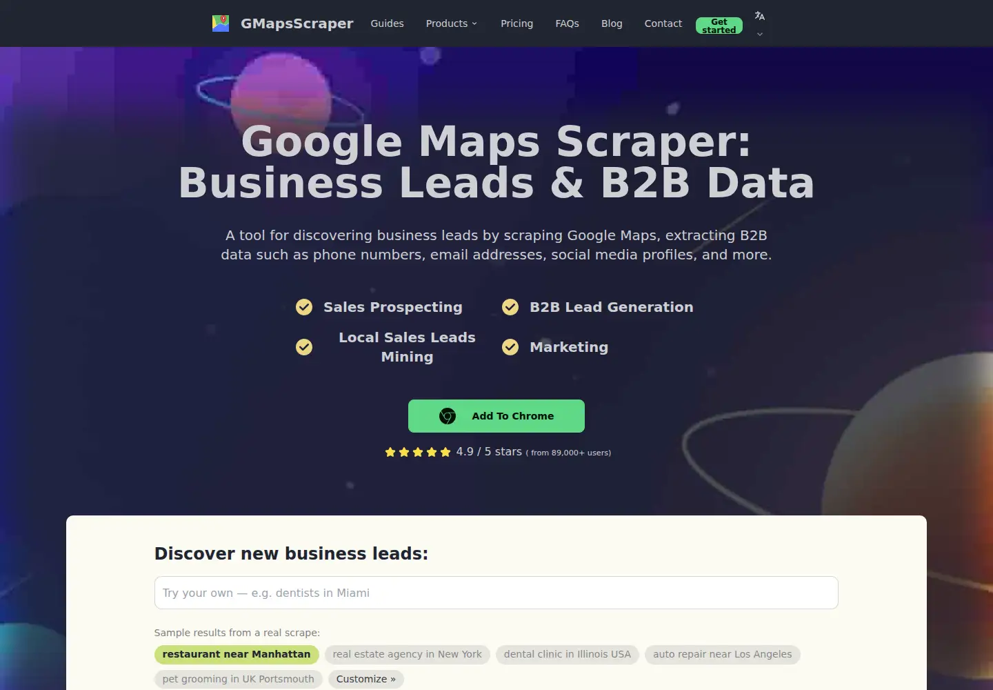 Screenshot of gmapsscraper.com