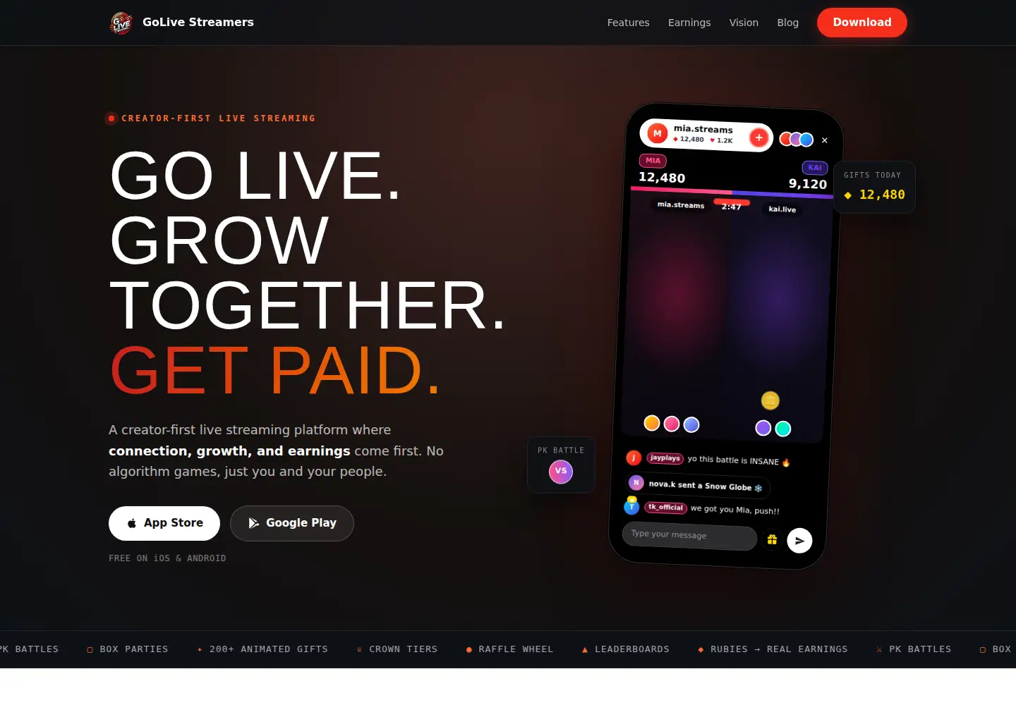 Screenshot of golivestreamers.com