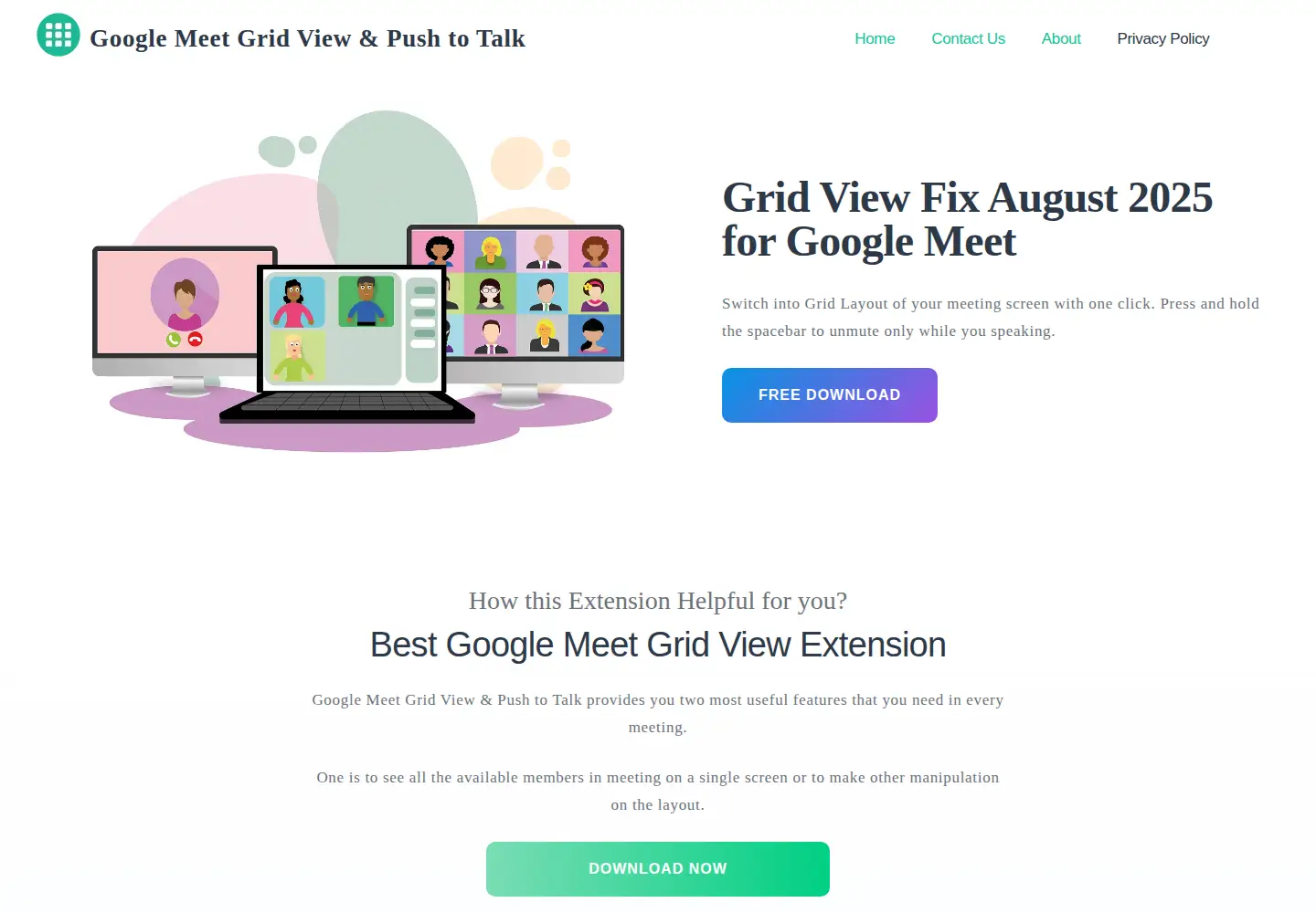 Screenshot of googlemeetgridview.com