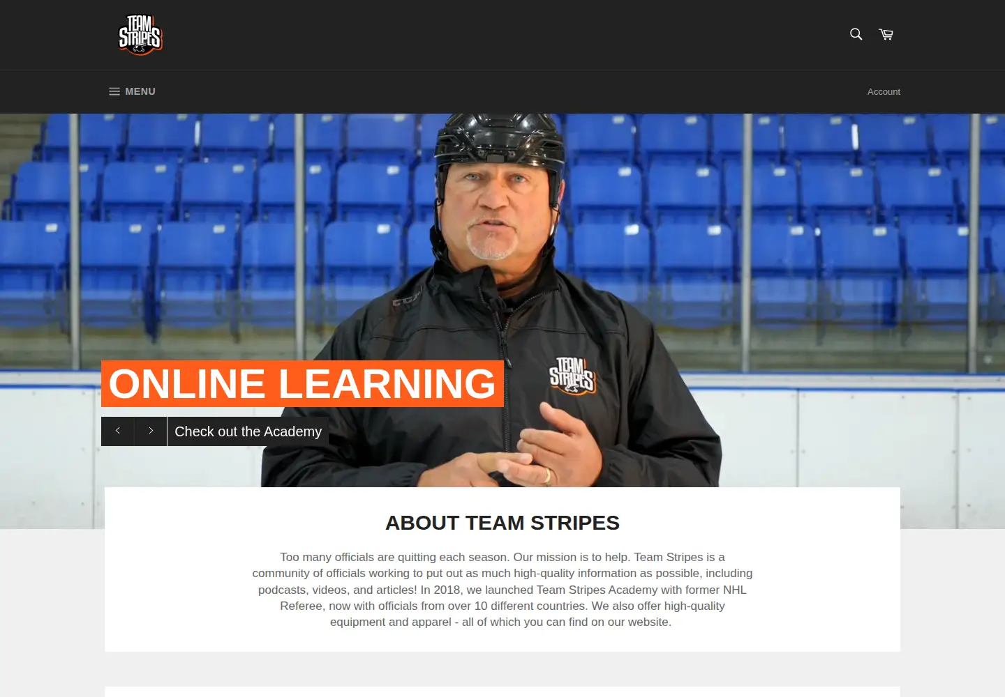 Screenshot of goteamstripes.com