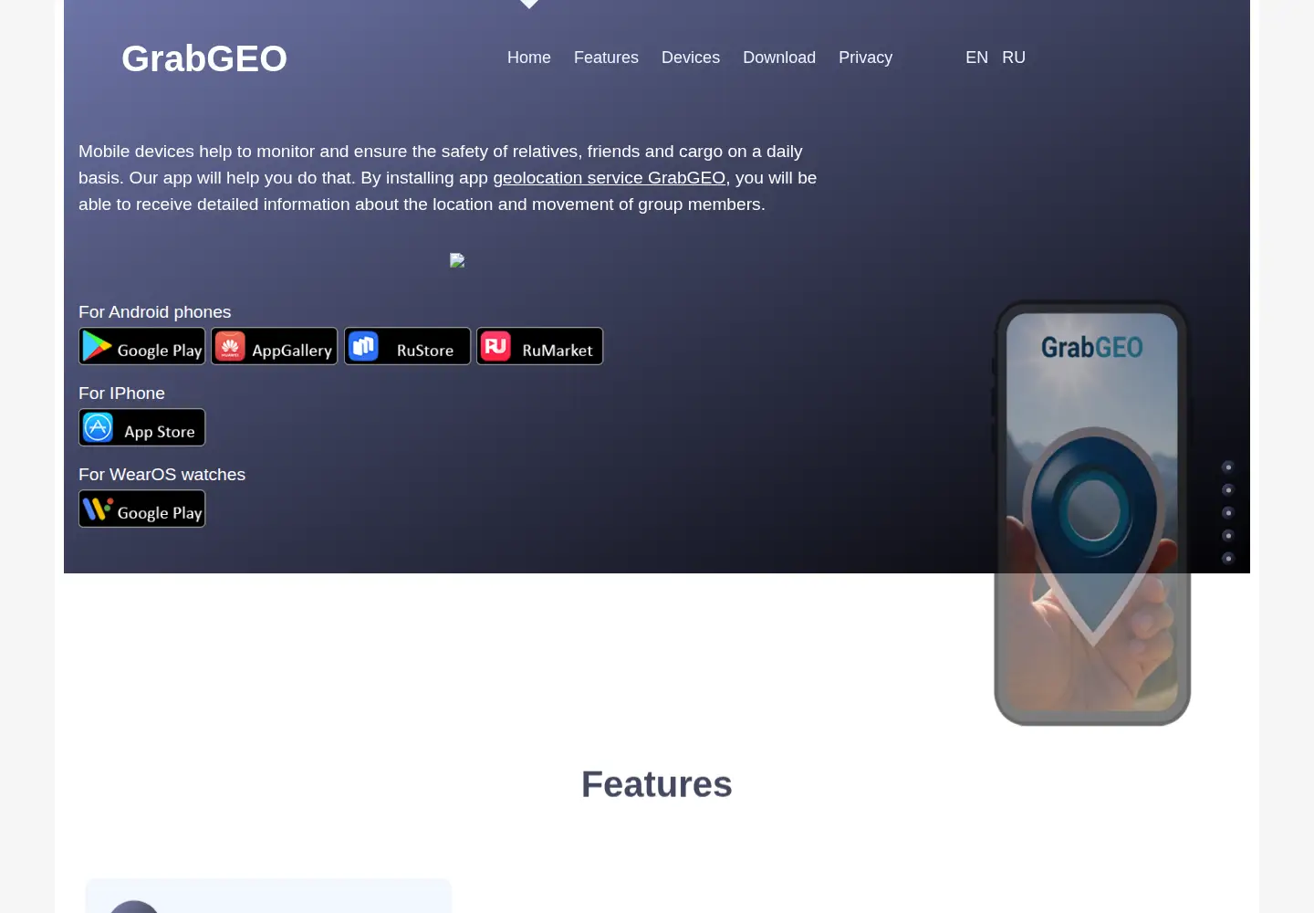 Captured homepage of grabgeo.com in the current scan