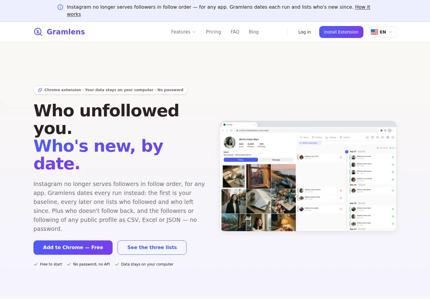 Screenshot of gramlens.com