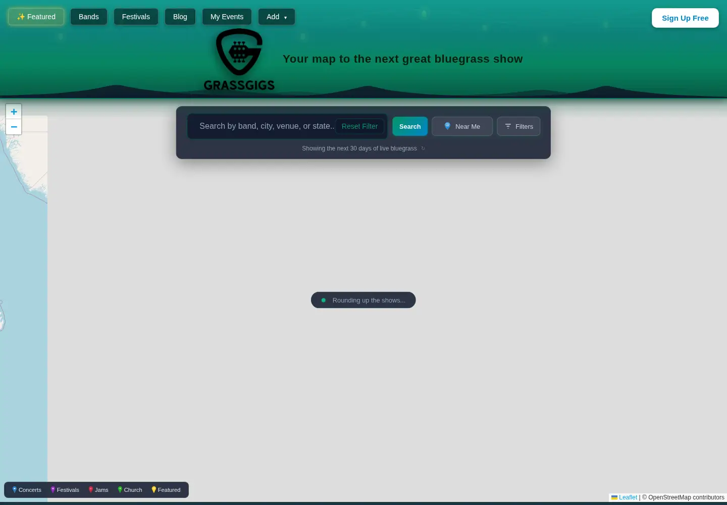 Screenshot of grassgigs.com