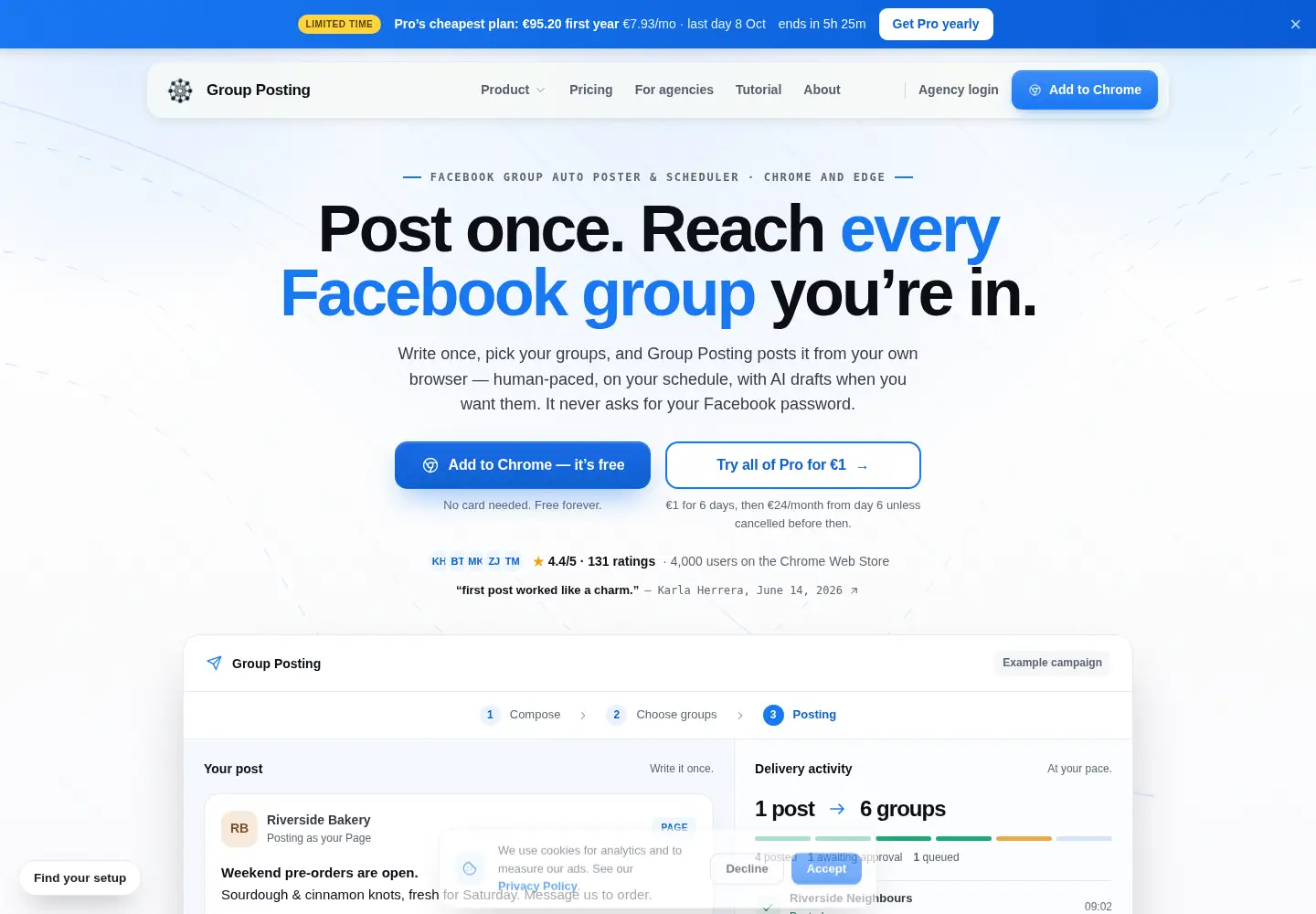 Screenshot of groupposting.com