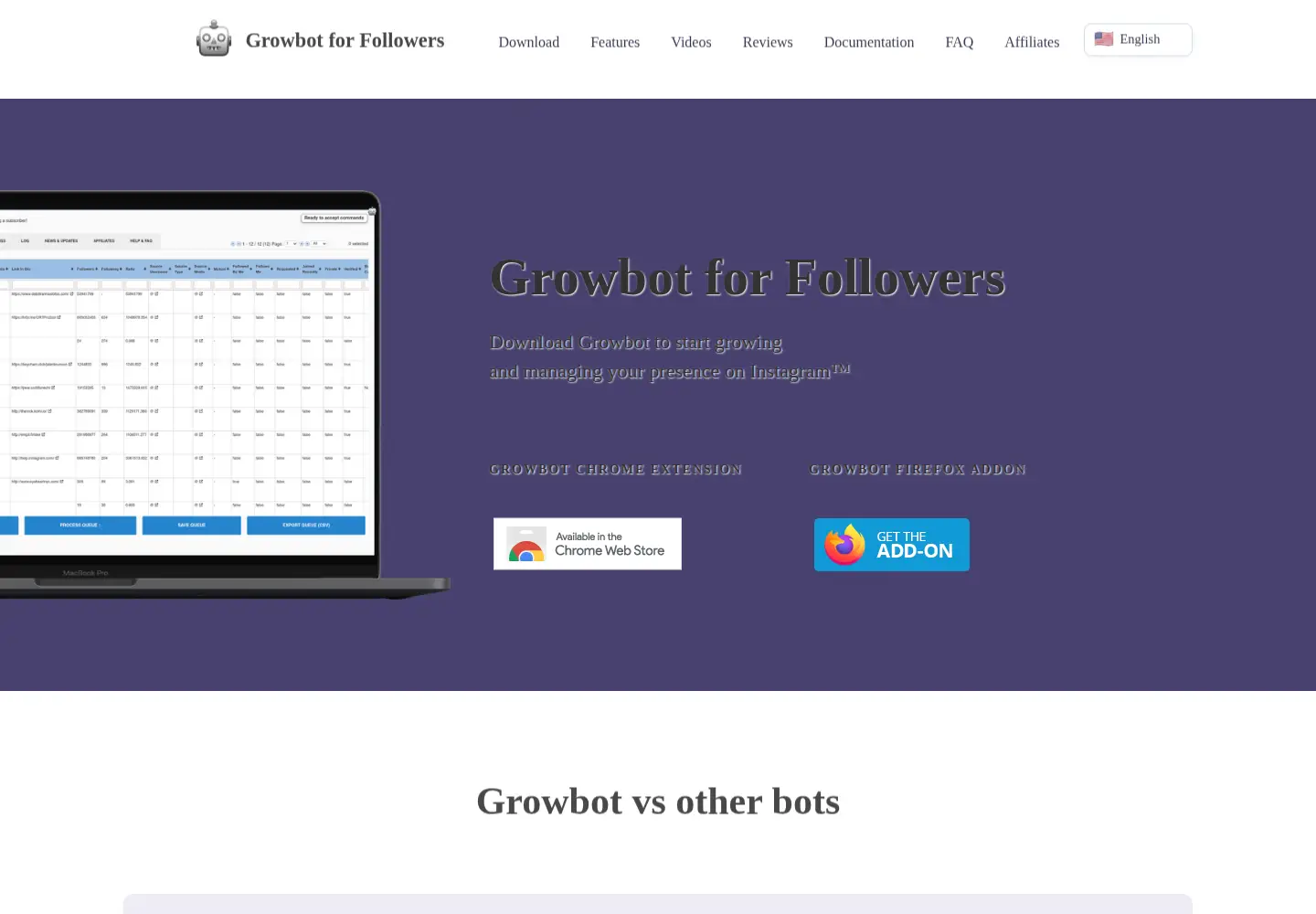 Screenshot of growbotforfollowers.com