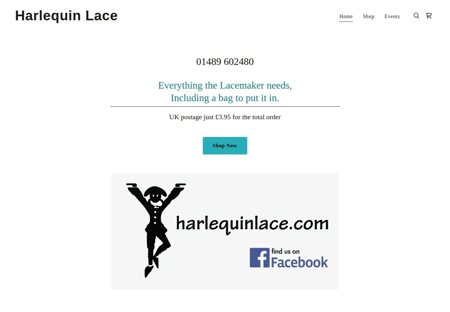 Captured homepage of harlequinlace.com in the current scan