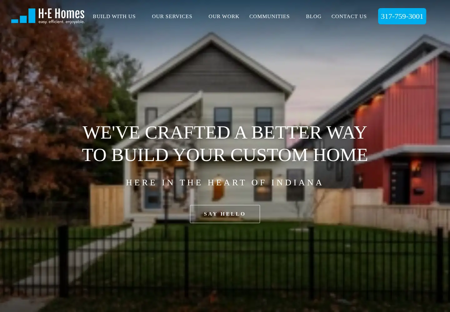 Captured homepage of he-homes.com in the current scan
