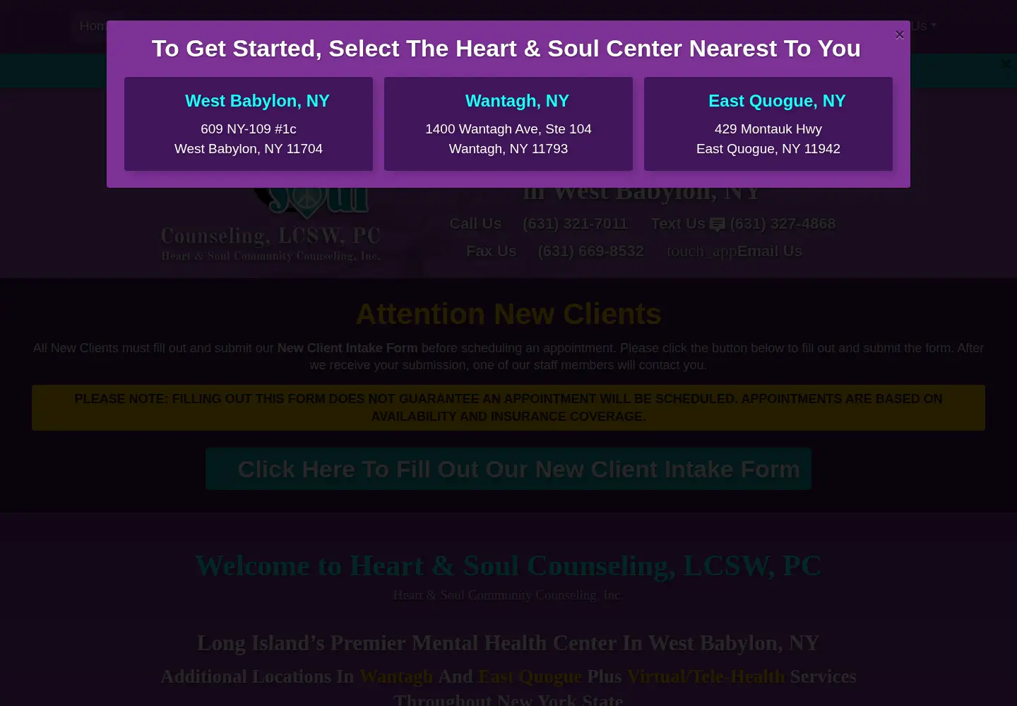 Captured homepage of heartandsoulcenter.com in the current scan