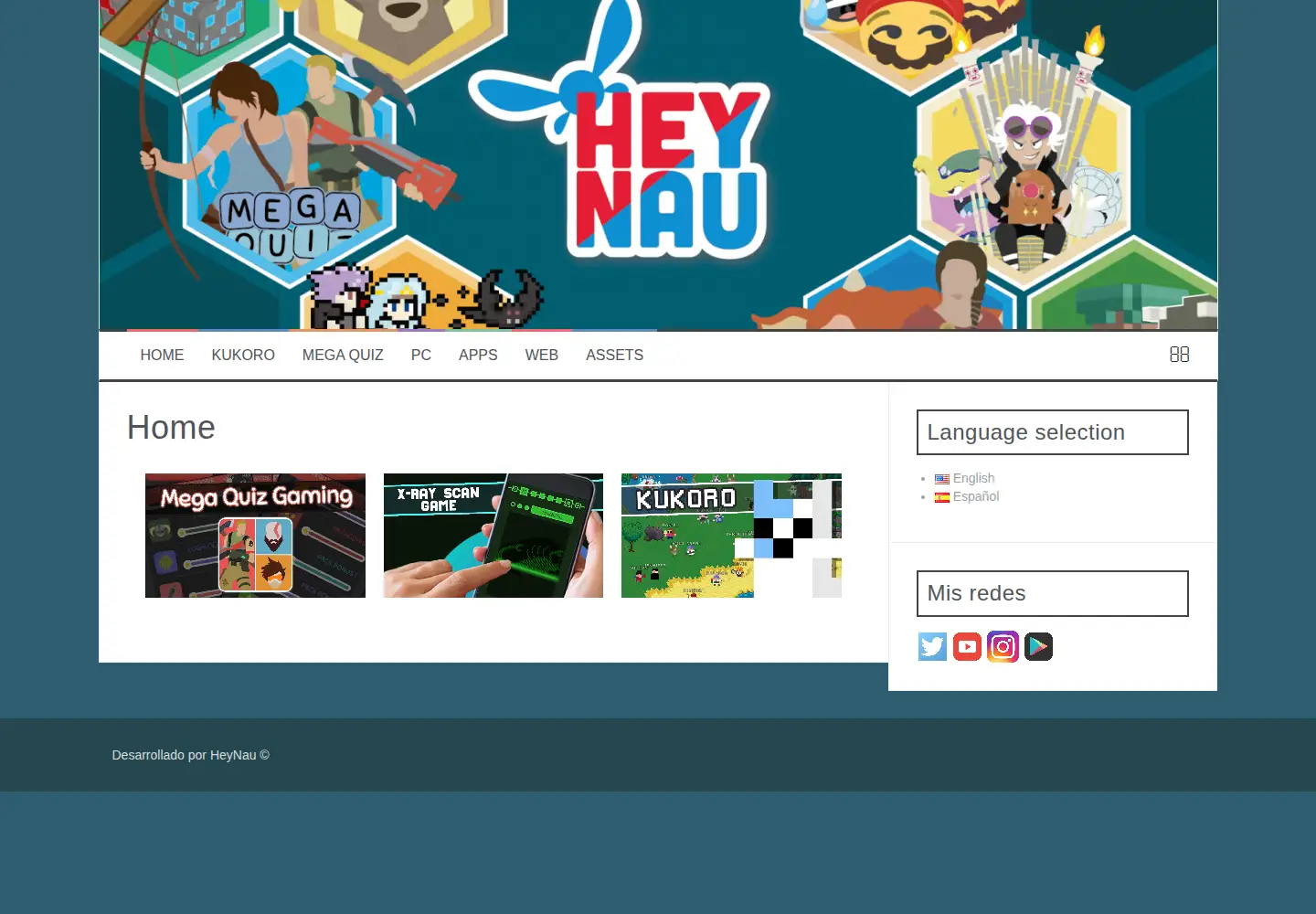 Captured homepage of heynaugames.com in the current scan