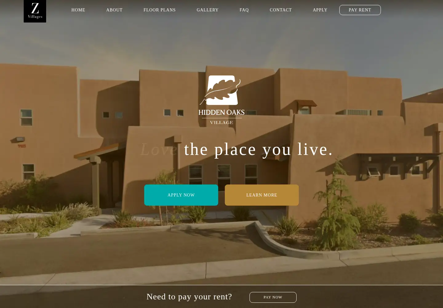 Captured homepage of hiddenoaksvillage.com in the current scan