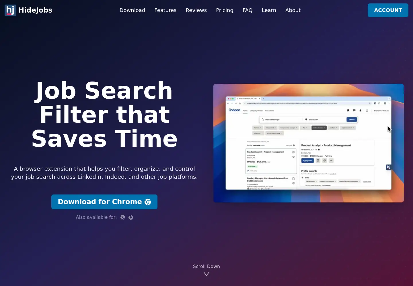 Screenshot of hidejobs.com