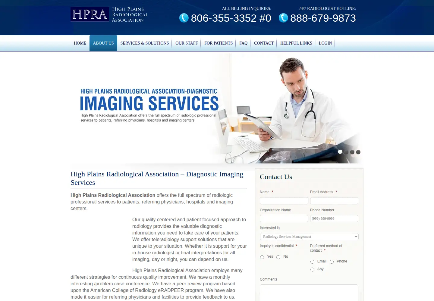 Screenshot of highplainsradiology.com