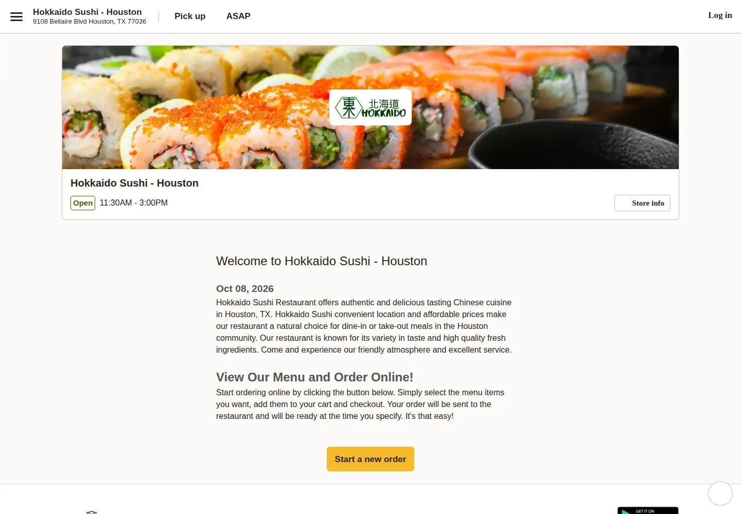 Screenshot of hokkaidosushitx.com