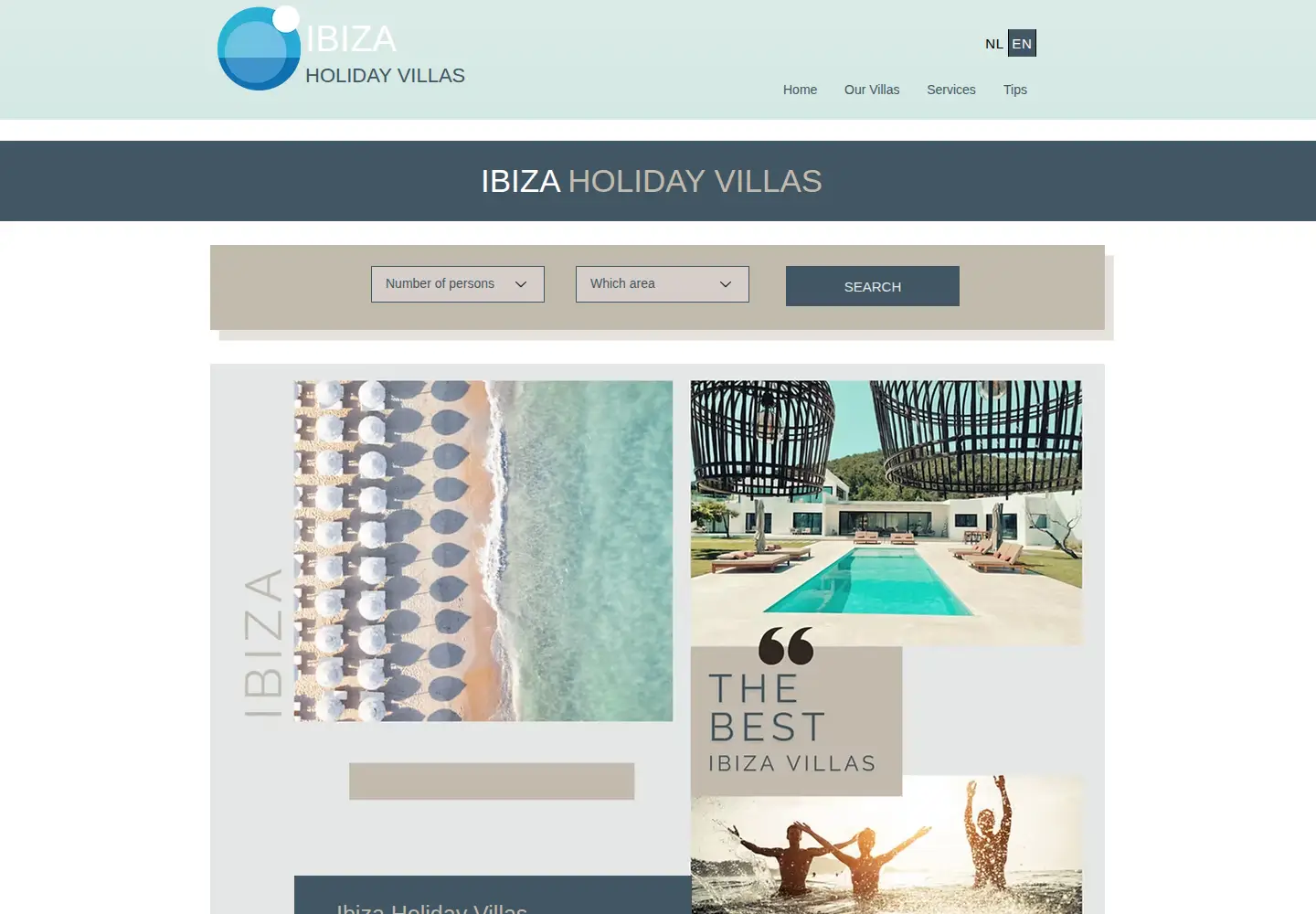 Captured homepage of holidayvillas-ibiza.com in the current scan