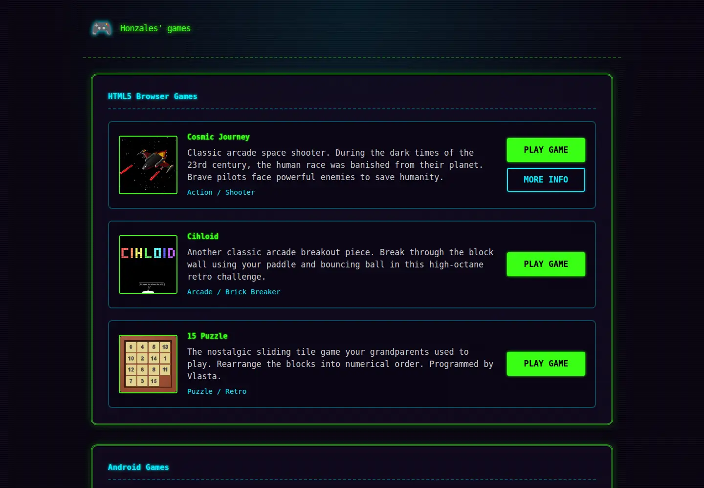 Screenshot of honzales.com