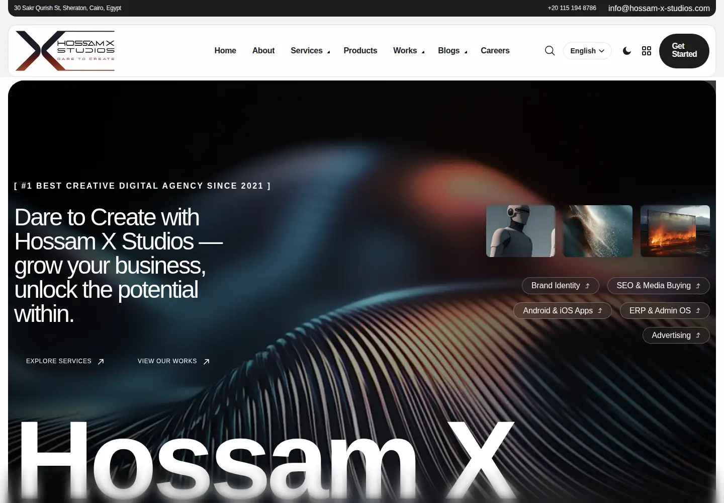 Captured homepage of hossam-x-studios.com in the current scan