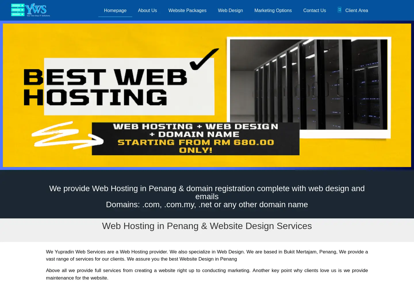 Captured homepage of hostingyupradin.com in the current scan