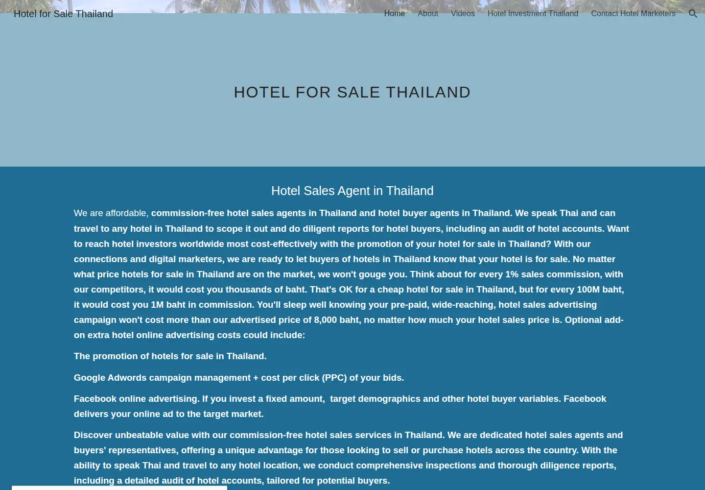 Screenshot of hotelforsalethailand.com