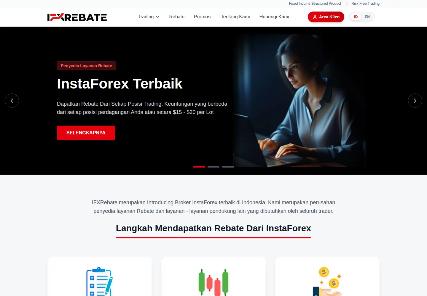 Captured homepage of ifxrebate.com in the current scan