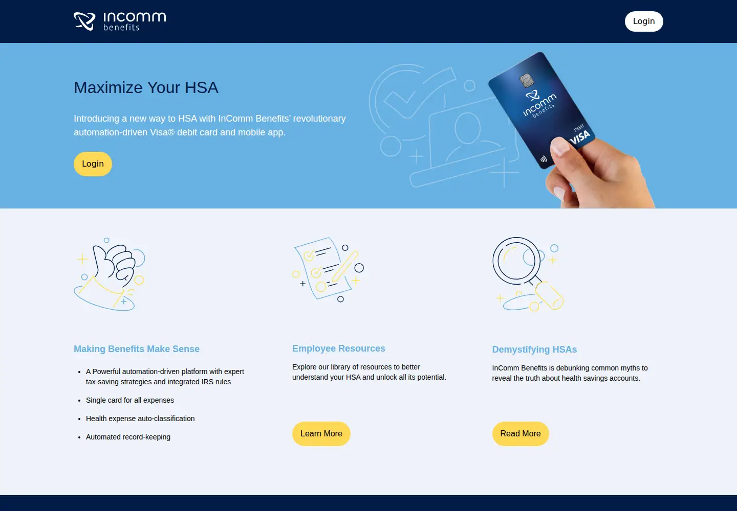Screenshot of incommbenefits.com