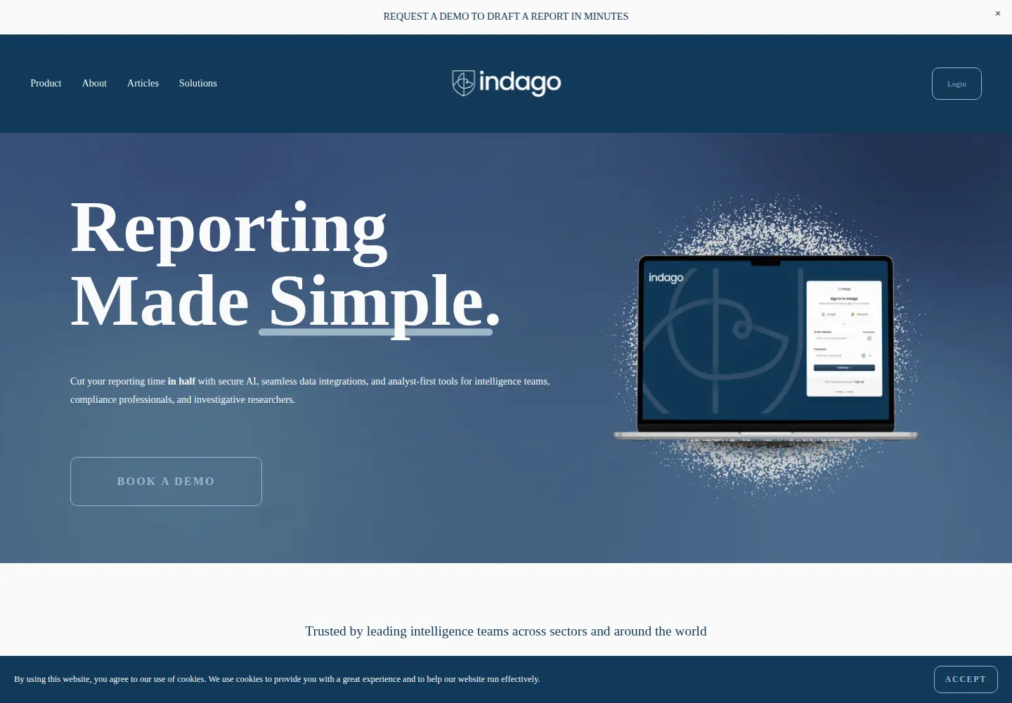 Captured homepage of indagotech.com in the current scan