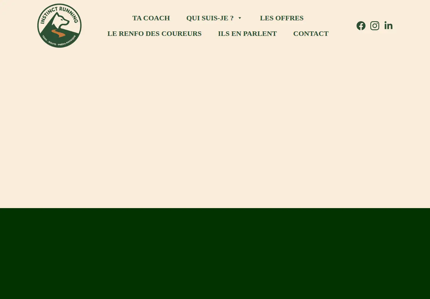 Captured homepage of instinctrunning.com in the current scan