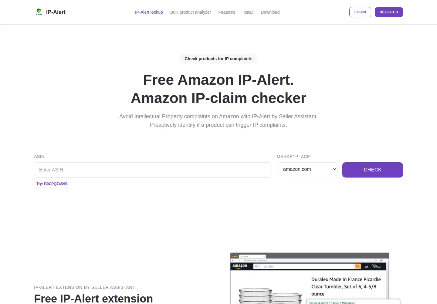 Captured homepage of ip-alert.com in the current scan
