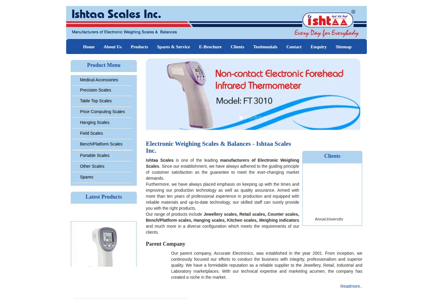 Captured homepage of ishtaascales.com in the current scan
