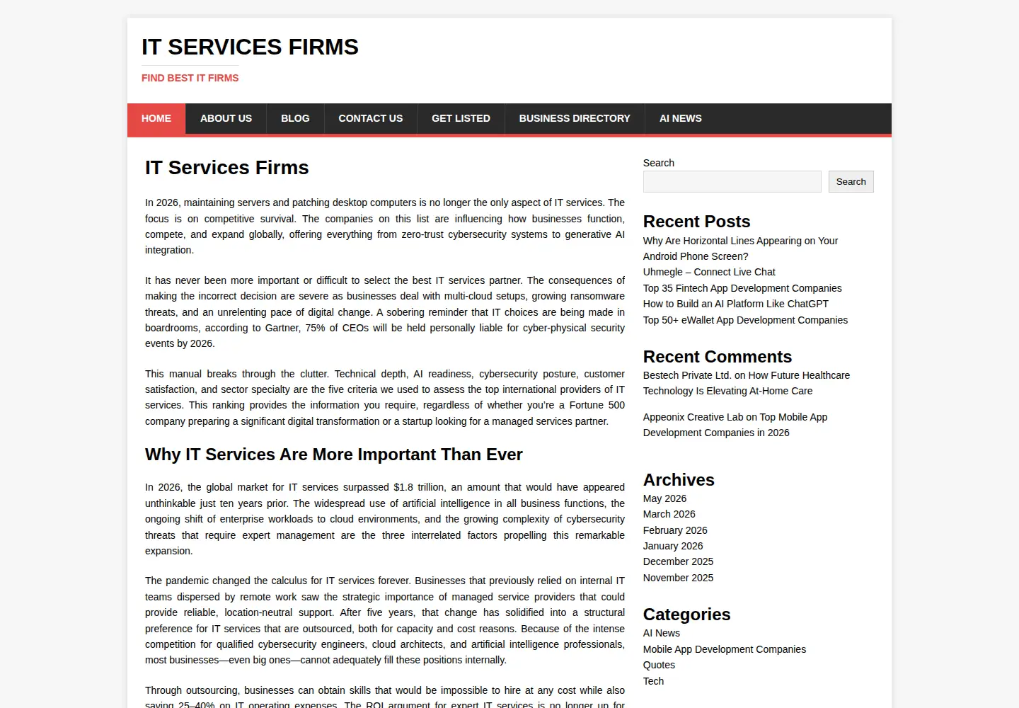Screenshot of itservicesfirms.com