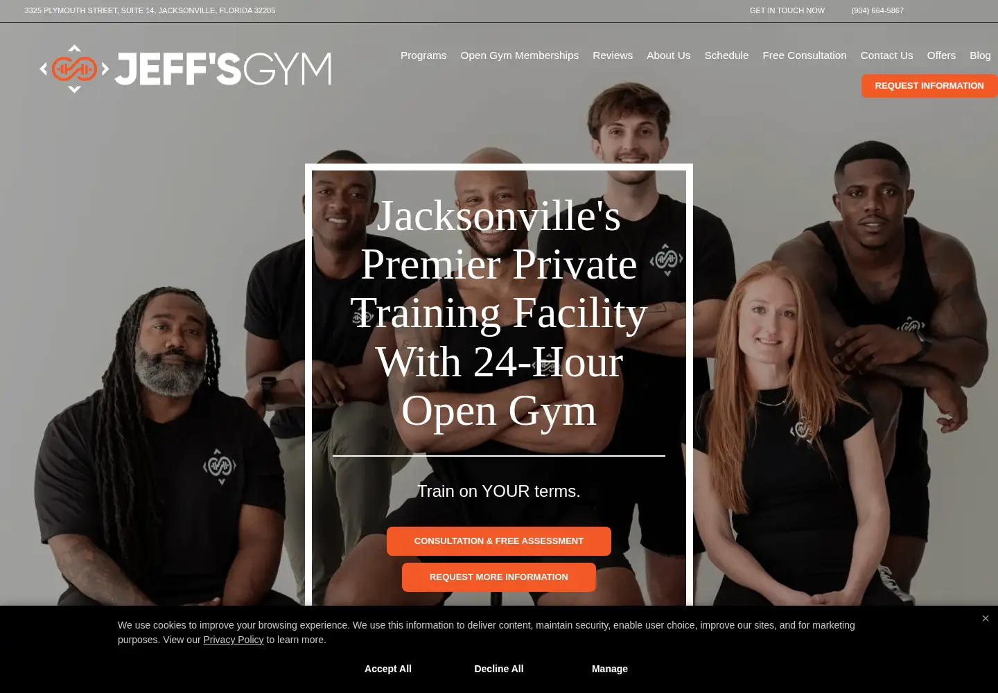 Screenshot of jeffsgymjax.com