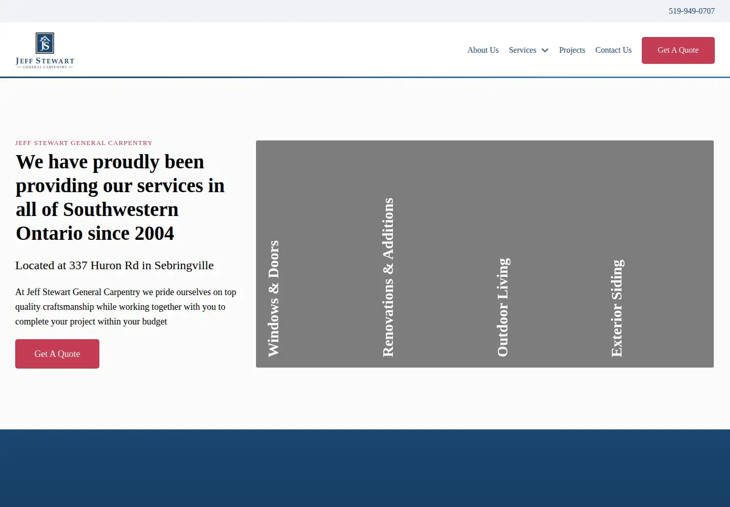 Captured homepage of jeffstewartcarpentry.com in the current scan