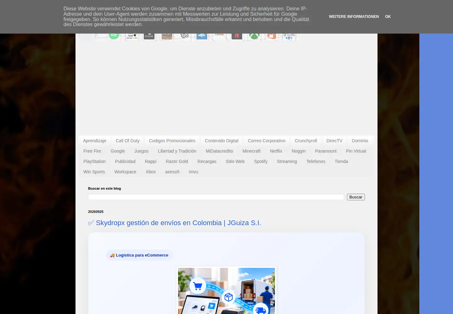 Captured homepage of jguiza.com in the current scan