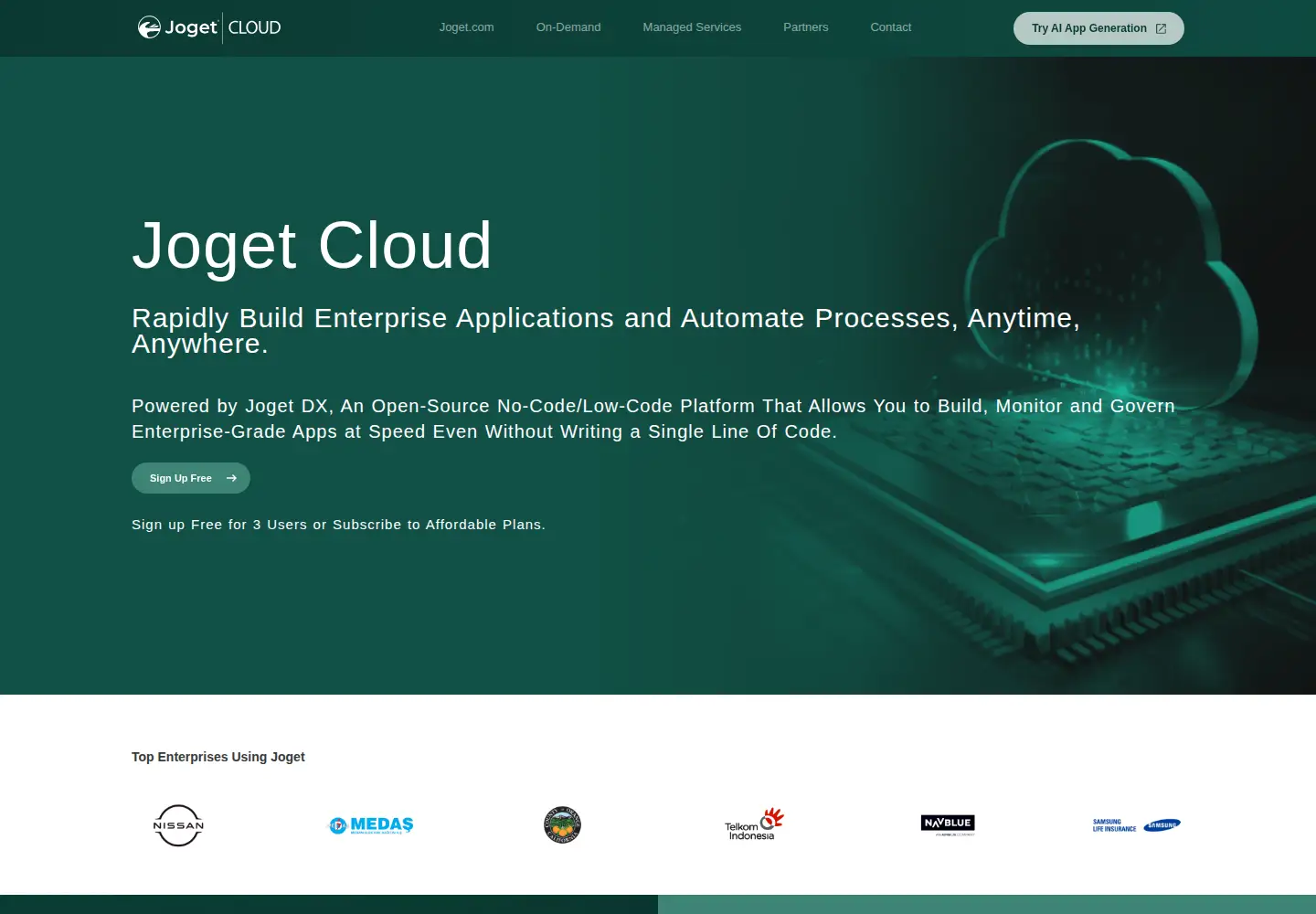 Screenshot of jogetcloud.com