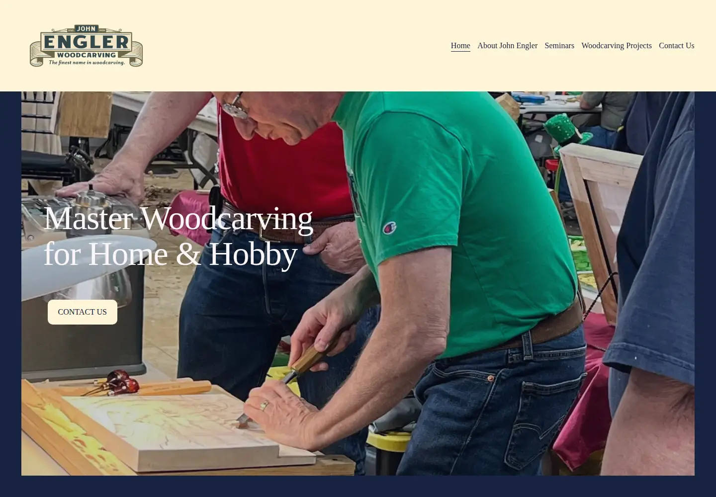 Captured homepage of johnenglerwoodcarving.com in the current scan