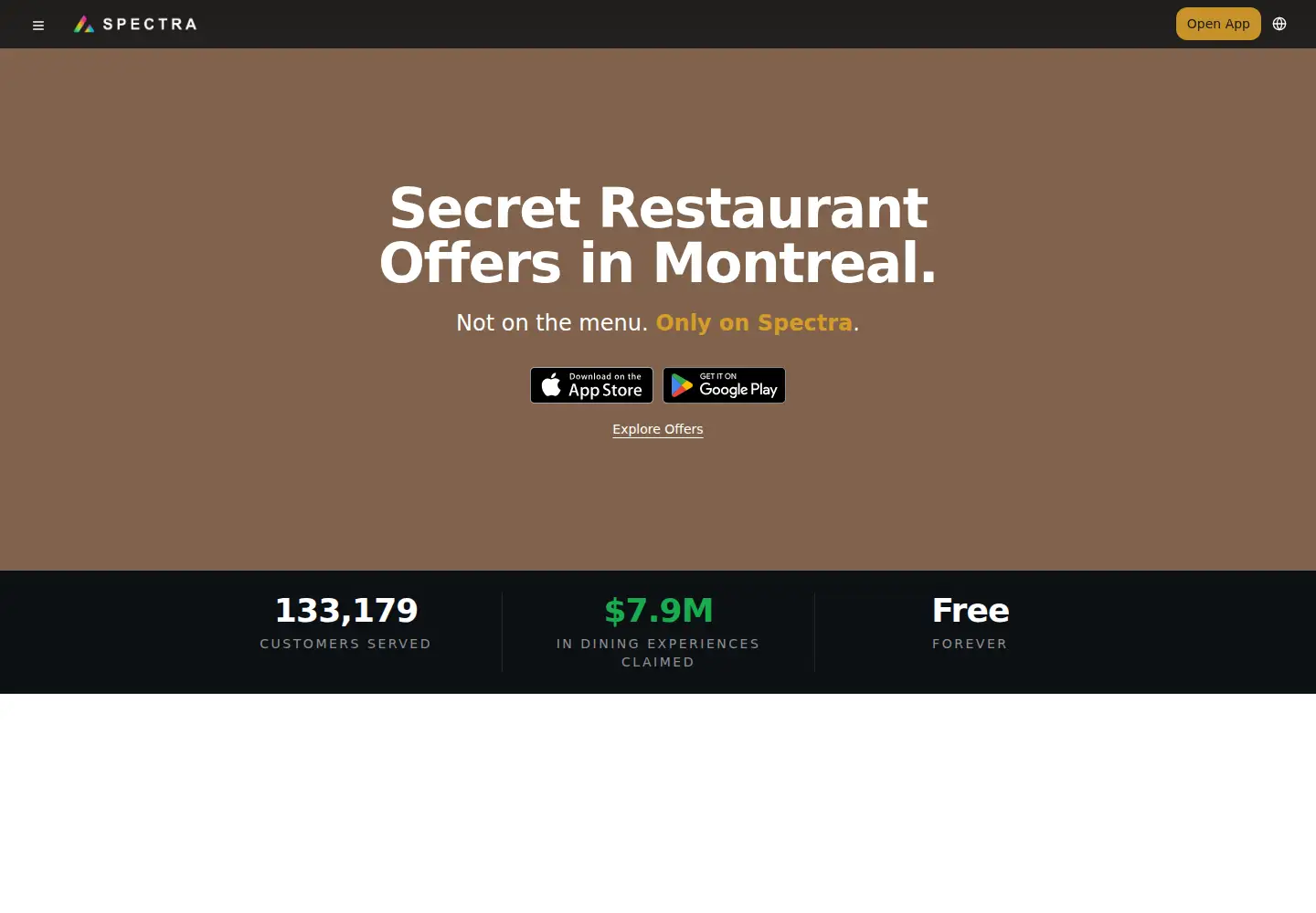 Captured homepage of joinspectra.com in the current scan